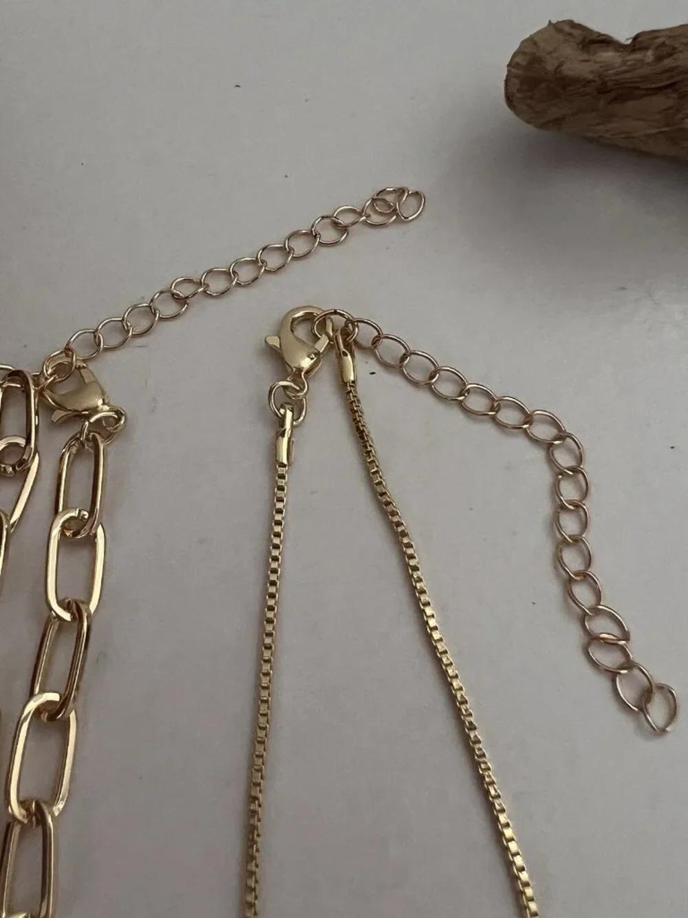 Layered Gold Chain Necklace Set Stainless Steel Paperclip & Teardrop Jewelry